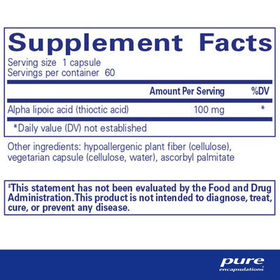 Pure Encapsulations - Alpha Lipoic Acid 100 Mg (expires 12/2024) - OurKidsASD.com - #Free Shipping!#