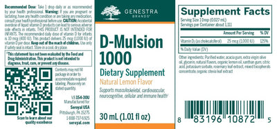 Genestra - D - Mulsion 1000 (Lemon) - OurKidsASD.com - #Free Shipping!#