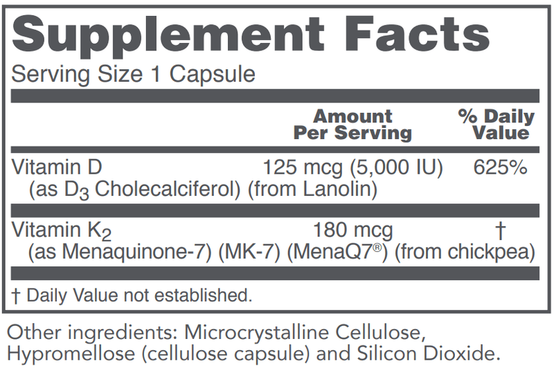 Protocol For Life Balance - K2 MK - 7 & D3 (180 mcg K2 / 5,000 IU D3 ) - OurKidsASD.com - 