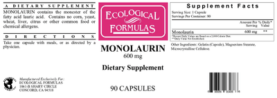 Ecological Formulas - Monolaurin (600mg) - OurKidsASD.com - #Free Shipping!#