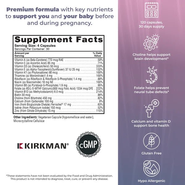 Kirkman - P2I™ Prenatal Multivitamin & Multimineral - OurKidsASD.com - 